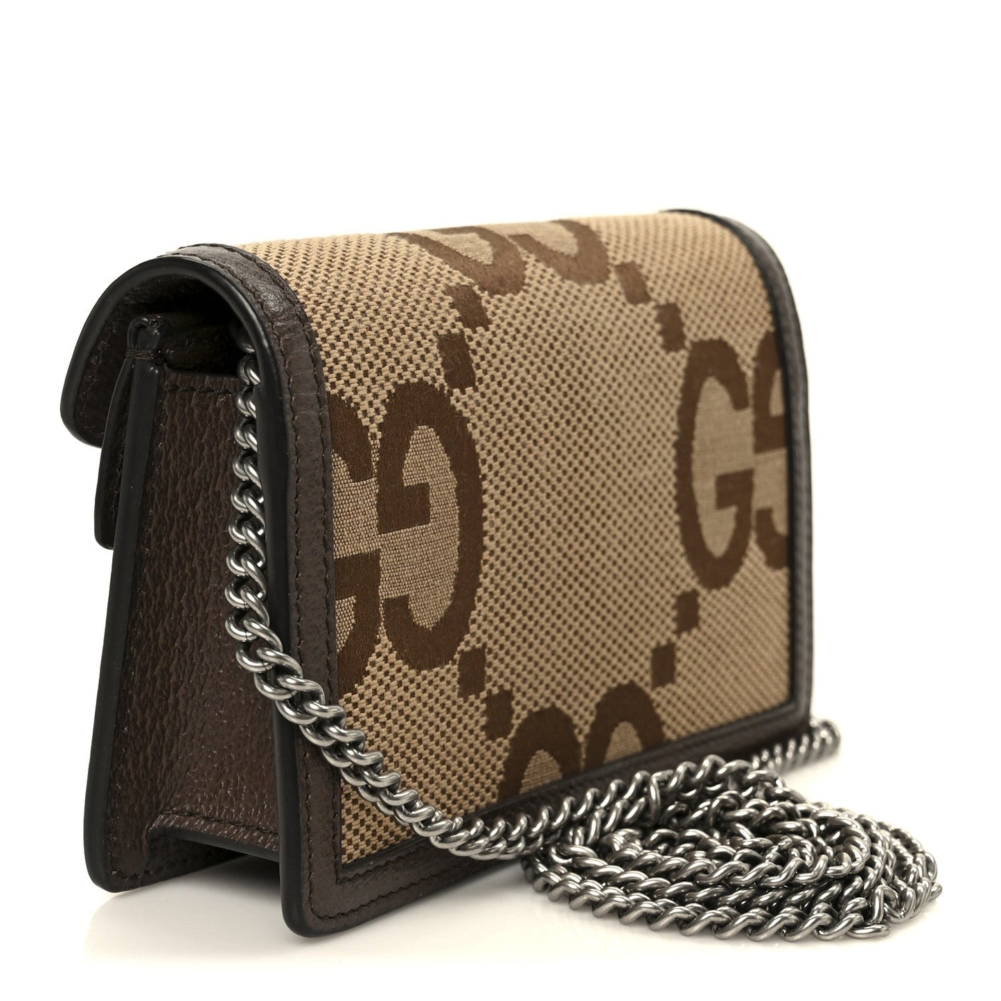 Monogram Jumbo GG Textured Dollar Calfskin Super Mini Dionysus Shoulder Bag Camel Ebony New Acero