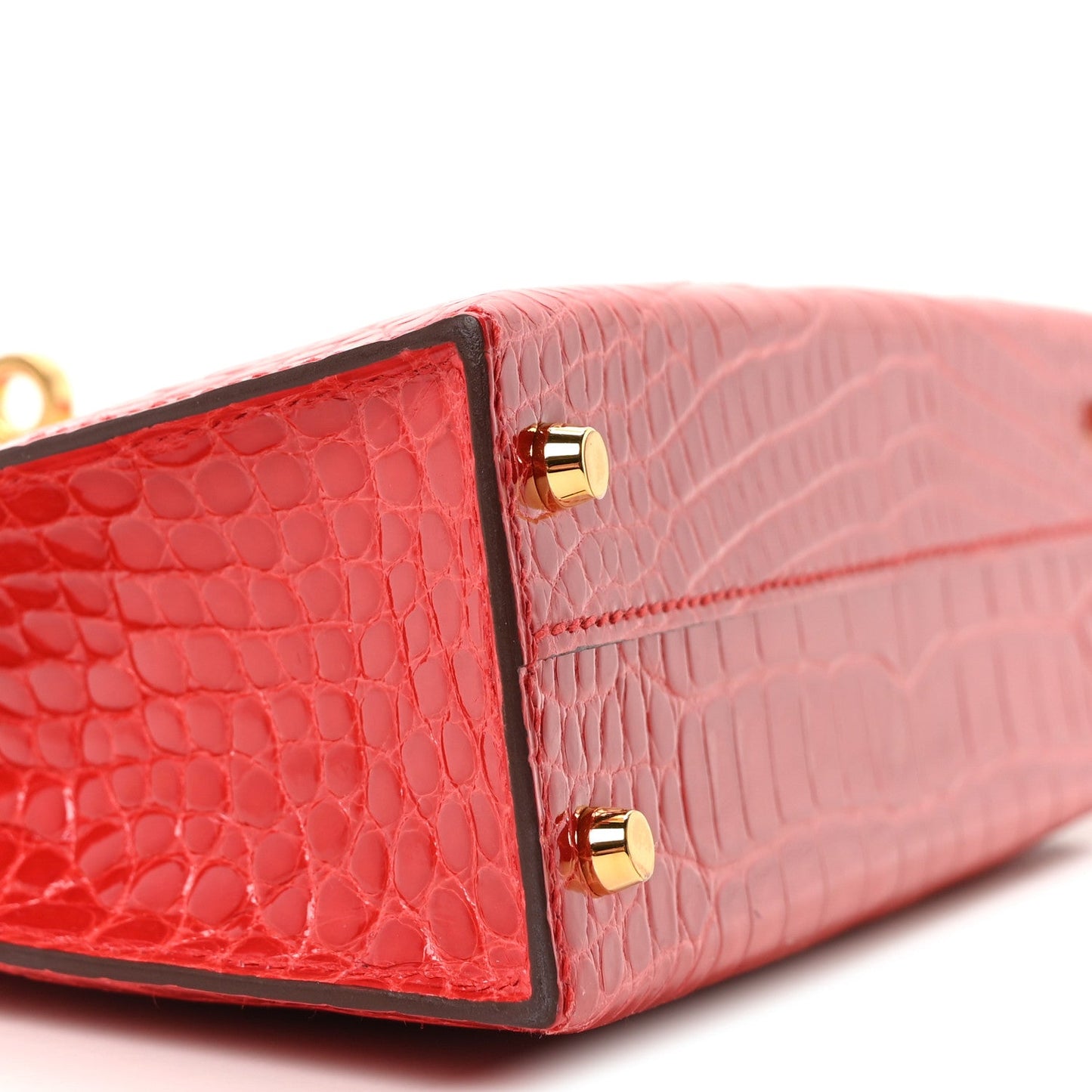 Shiny Alligator Horseshoe Mini Kelly Sellier 20 Rouge de Coeur Rose Mexico