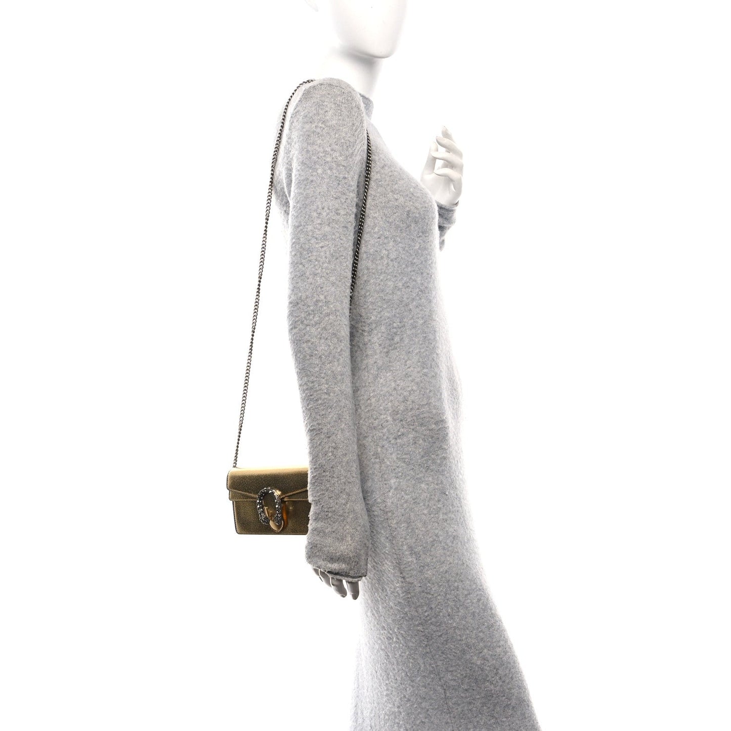 Metallic Calfskin Super Mini Dionysus Shoulder Bag Gold