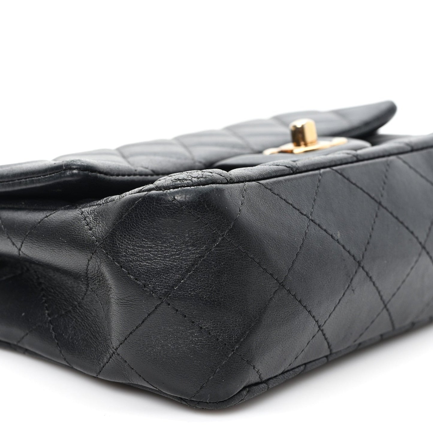 Lambskin Quilted Mini Rectangular Flap Black