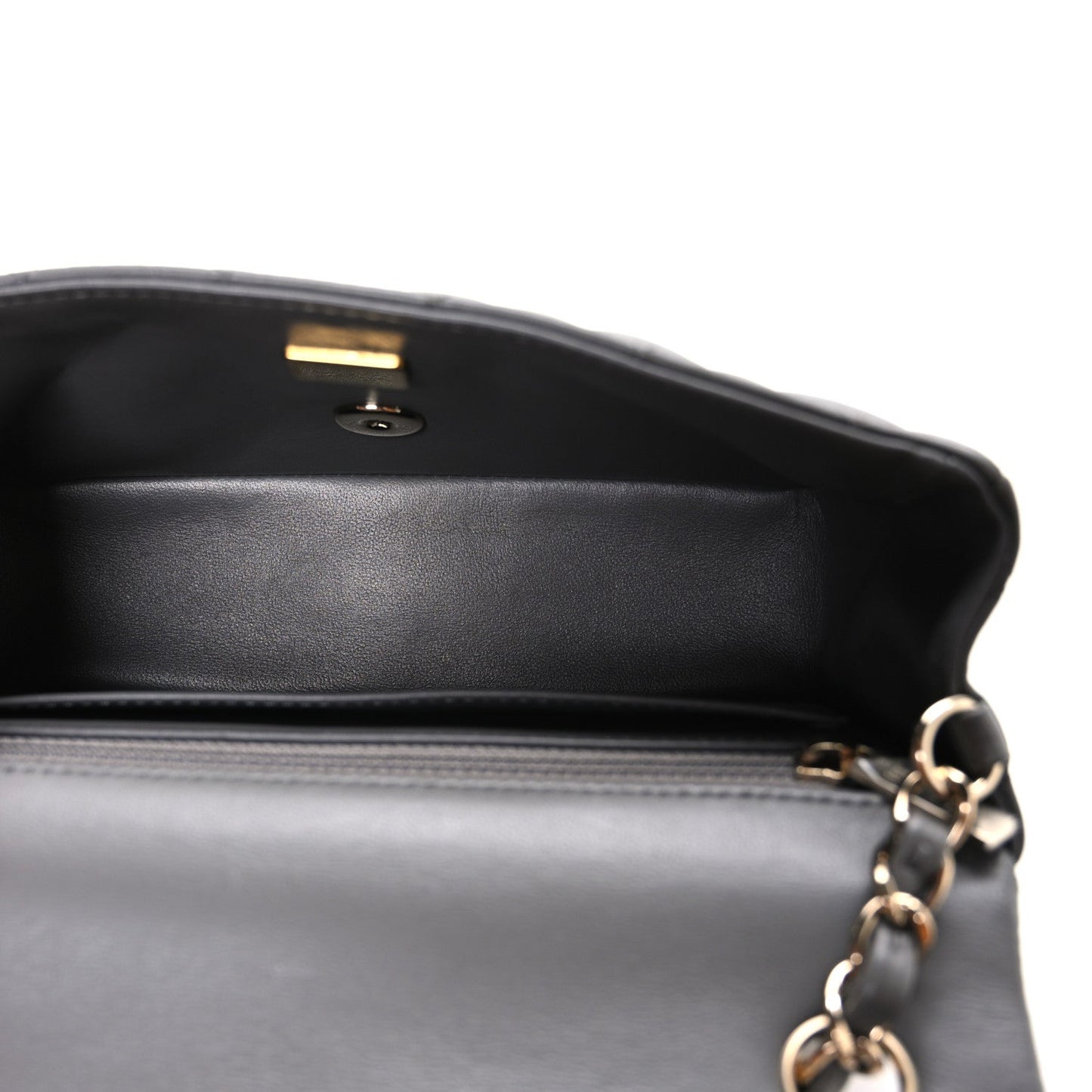 Lambskin Quilted Mini Rectangular Flap Dark Grey