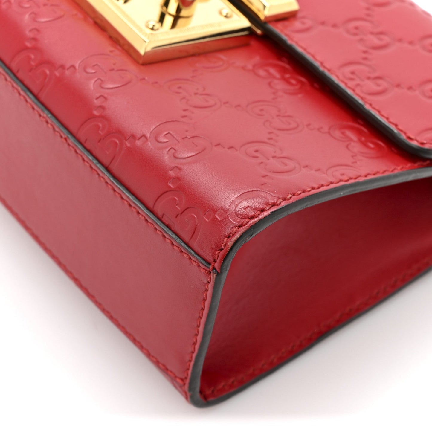 Guccissima Small Padlock Shoulder Bag Hibiscus Red