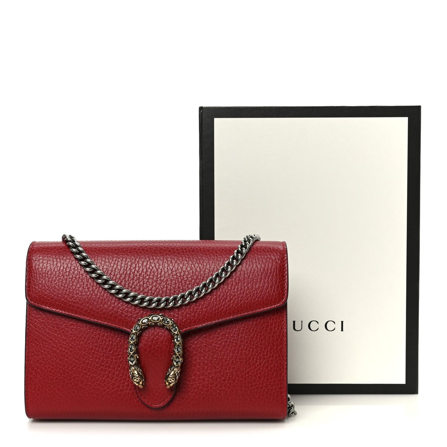 Calfskin Mini Dionysus Chain Wallet Hibiscus Red