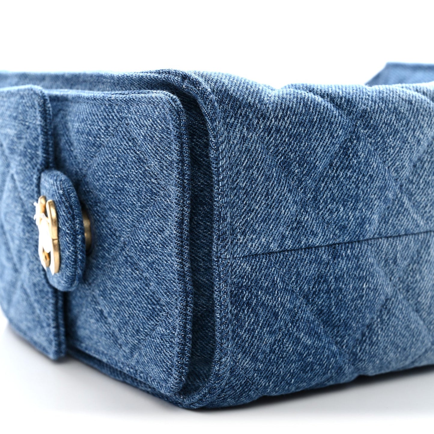 Washed Denim Quilted Mini Chanel 25 Handbag Blue