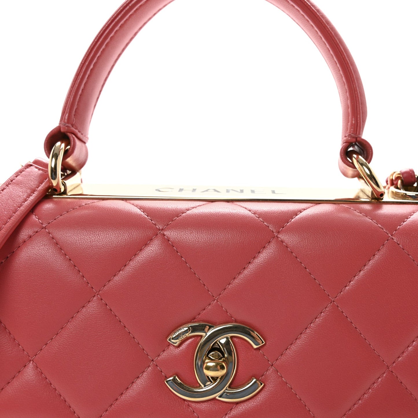 Lambskin Quilted Small Trendy CC Flap Dual Handle Bag Dark Pink