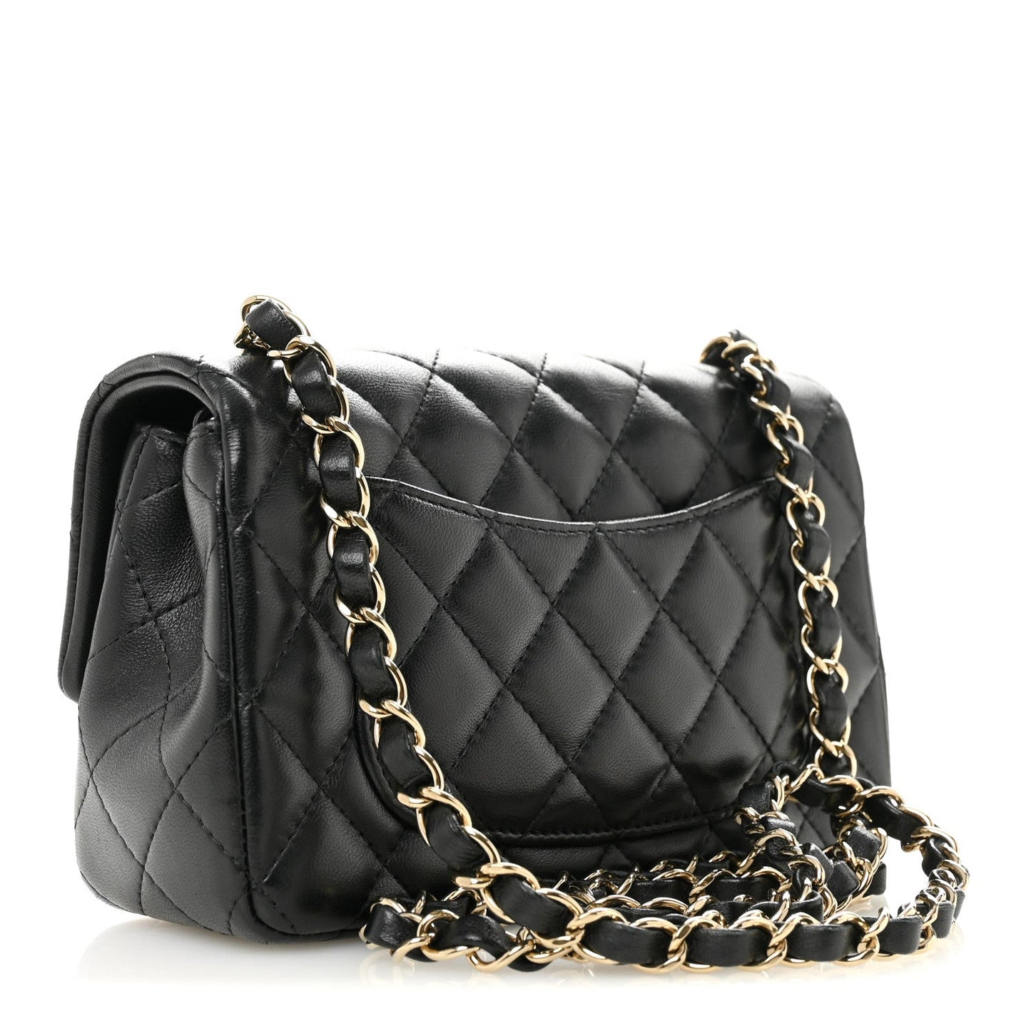 Lambskin Quilted Mini Rectangular Flap Black