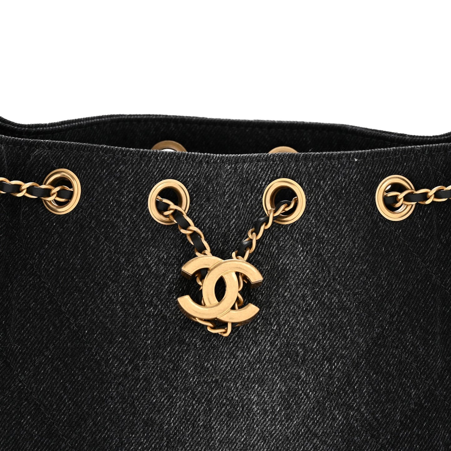 Washed Denim Quilted Mini Chanel 25 Handbag Black