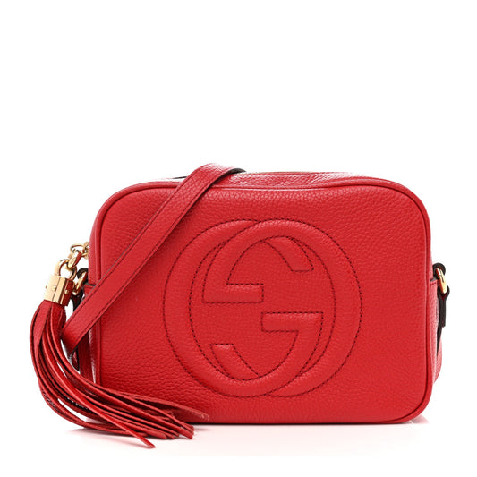 Pebbled Calfskin Small Soho Disco Bag Tabasco Red