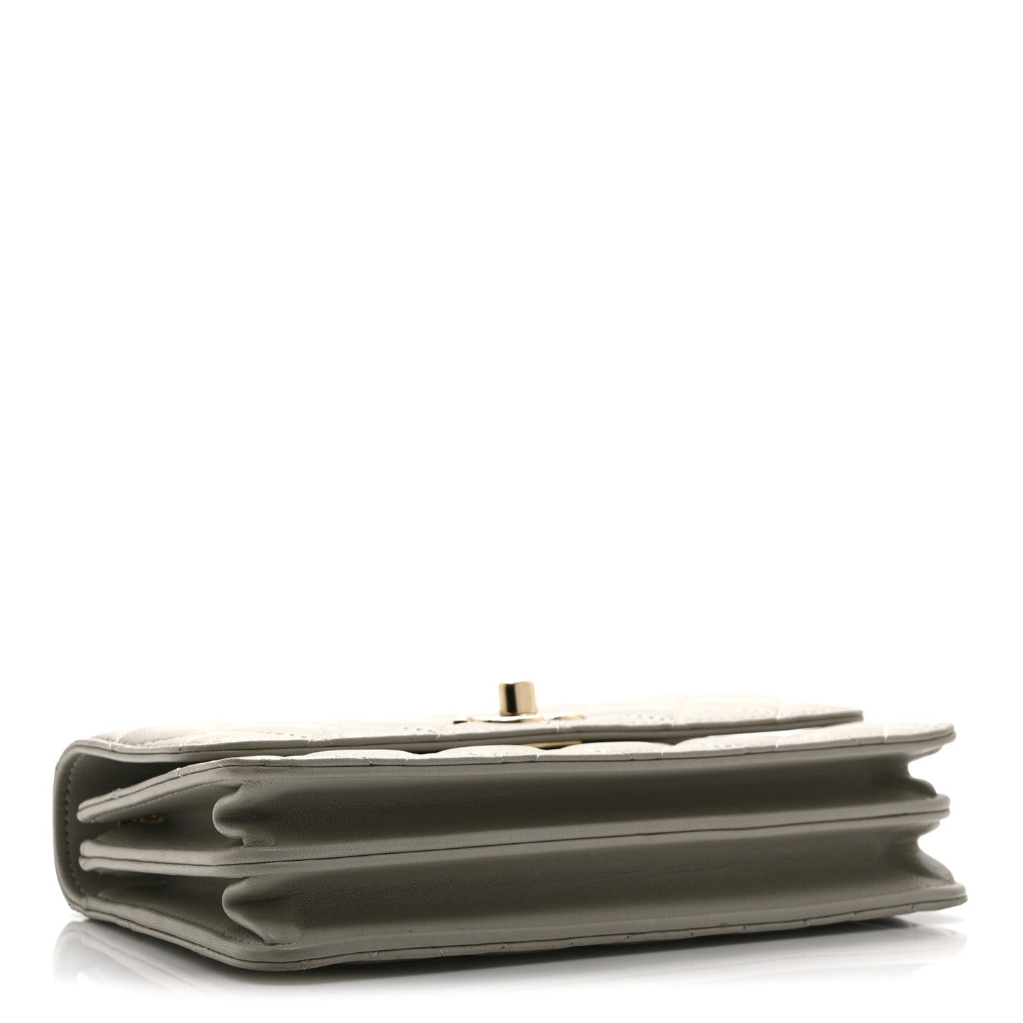 Lambskin Quilted Trendy CC Dual Handle Clutch With Chain Grey