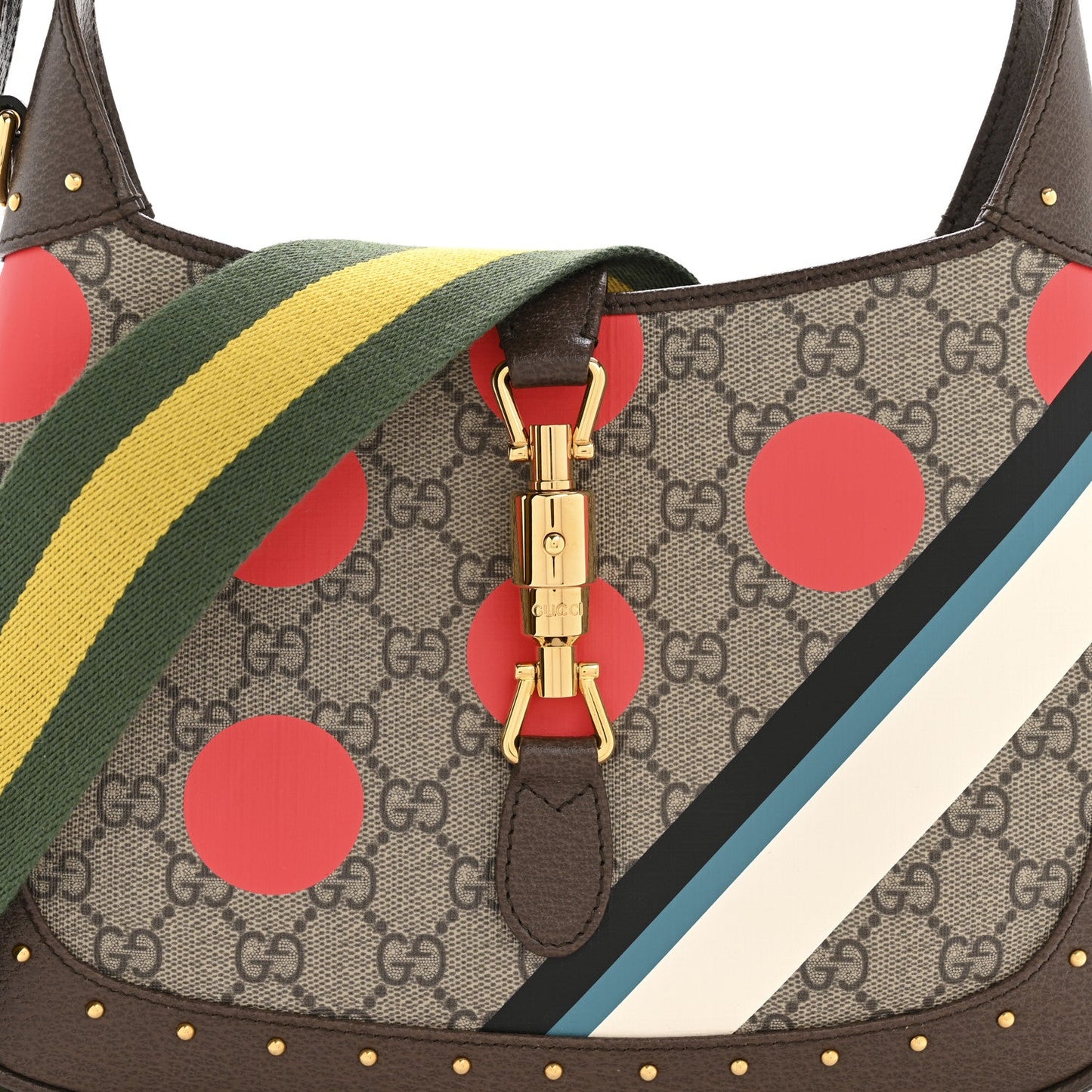 GG Supreme Monogram Web Geometric Small Jackie 1961 Beige Multicolor Brown Sugar