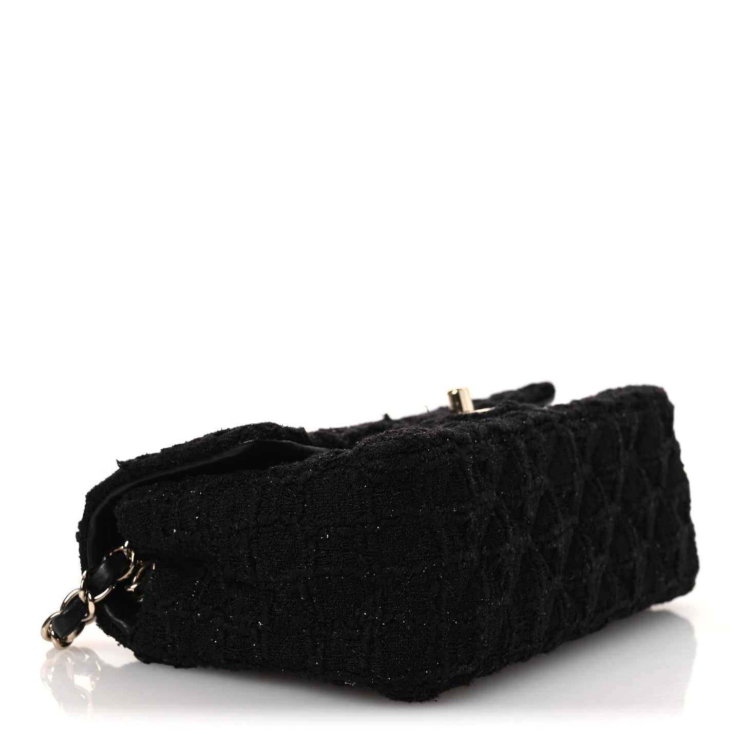 Tweed Quilted Mini Rectangular Flap Black