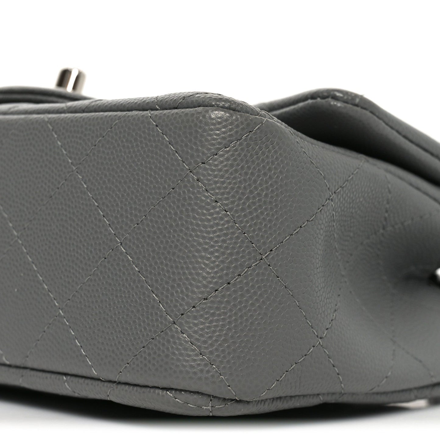 Caviar Quilted Mini Rectangular Flap Grey