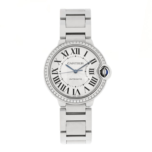Stainless Steel Diamond Bezel 36mm Ballon Bleu De Cartier Automatic Watch