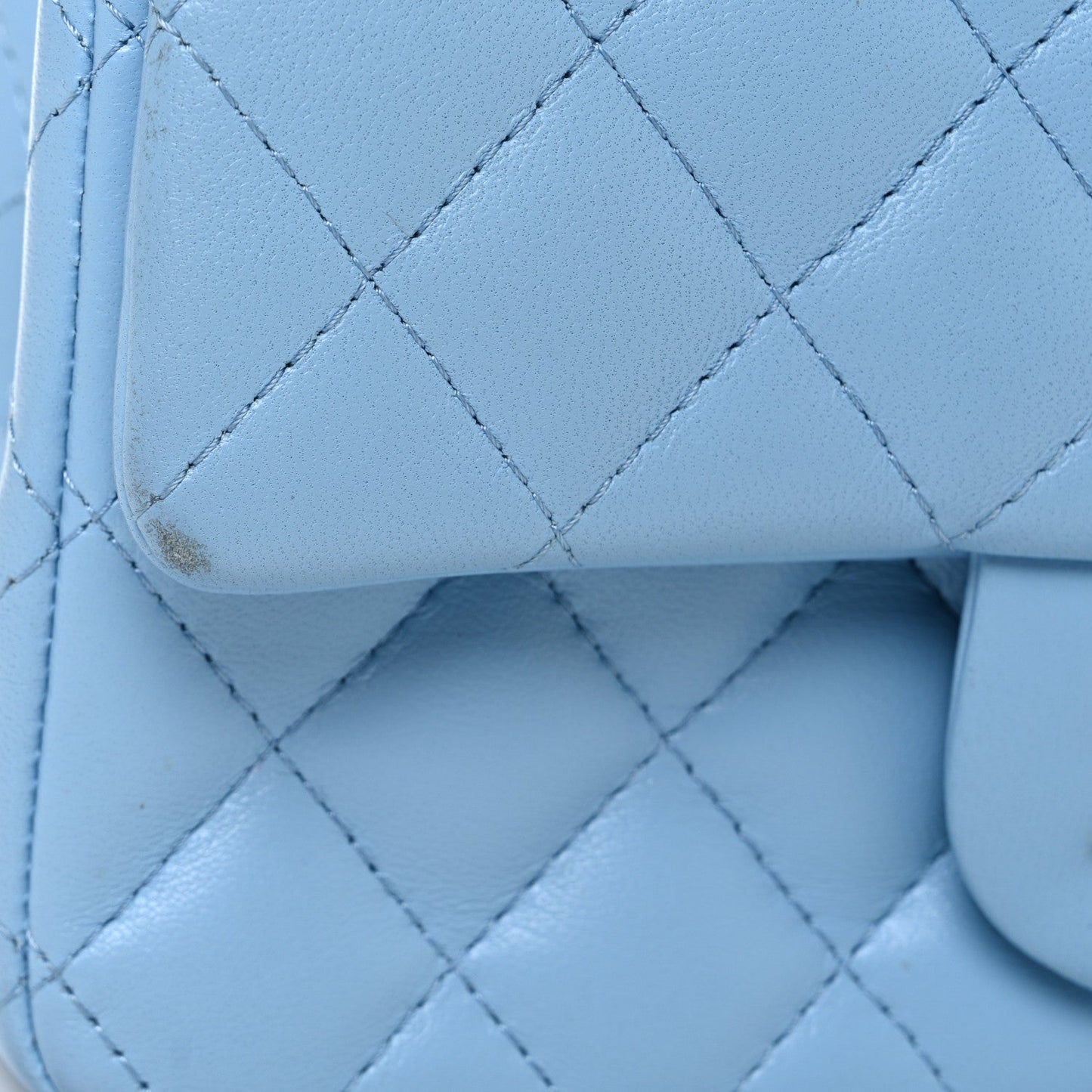 Lambskin Quilted Mini Rectangular Flap Light Blue