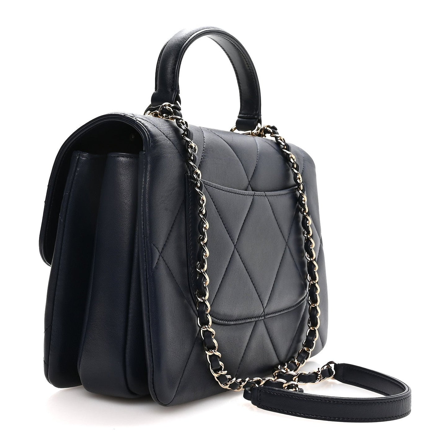 Lambskin Quilted Medium Trendy CC Flap Dual Handle Bag Blue