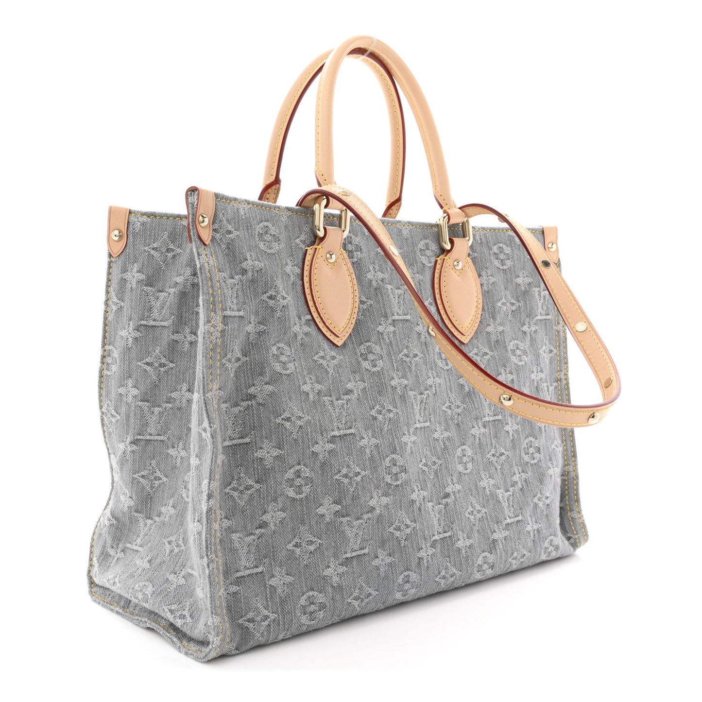 Monogram Denim Onthego MM Washed Grey