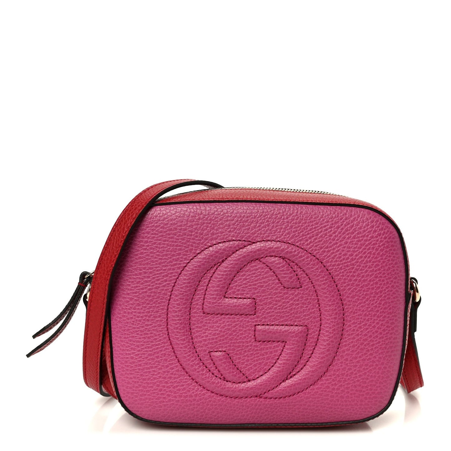 Dollar Calfskin Bi-Color Small Soho Disco Bag New Rosette Hibiscus Red