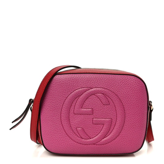 Dollar Calfskin Bi-Color Small Soho Disco Bag New Rosette Hibiscus Red