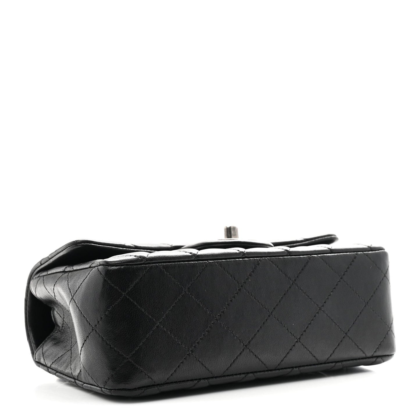 Lambskin Quilted Mini Rectangular Flap Black