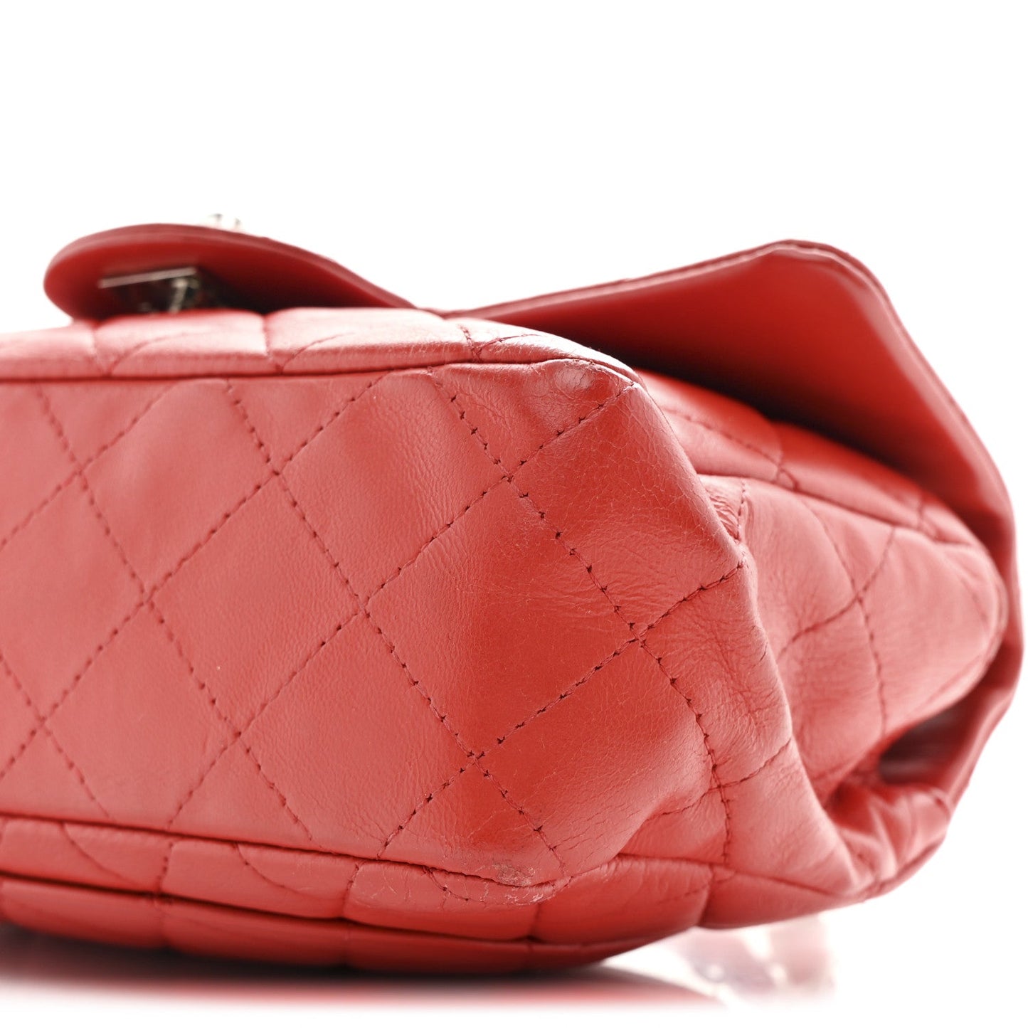 Lambskin Quilted Mini Rectangular Flap Red