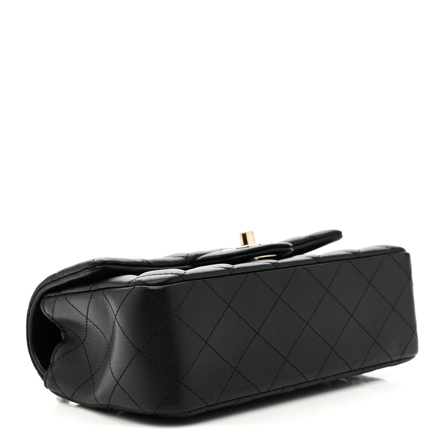 Lambskin Quilted Mini Rectangular Flap Black