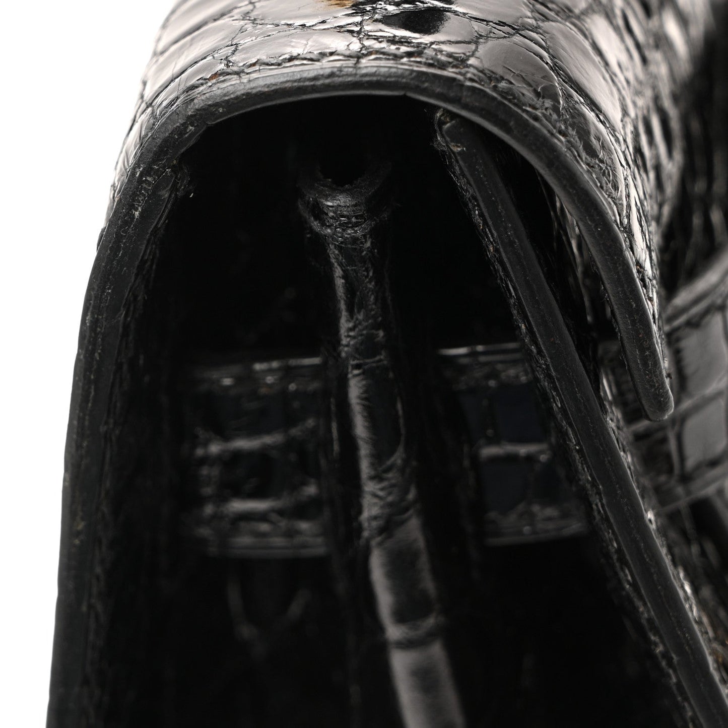 Shiny Alligator Kelly Sellier 32 Black