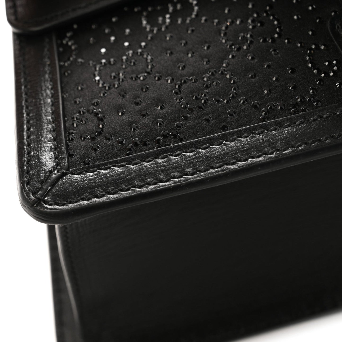 Satin Crystal GG Monogram Mini Dionysus Top Handle Bag Black