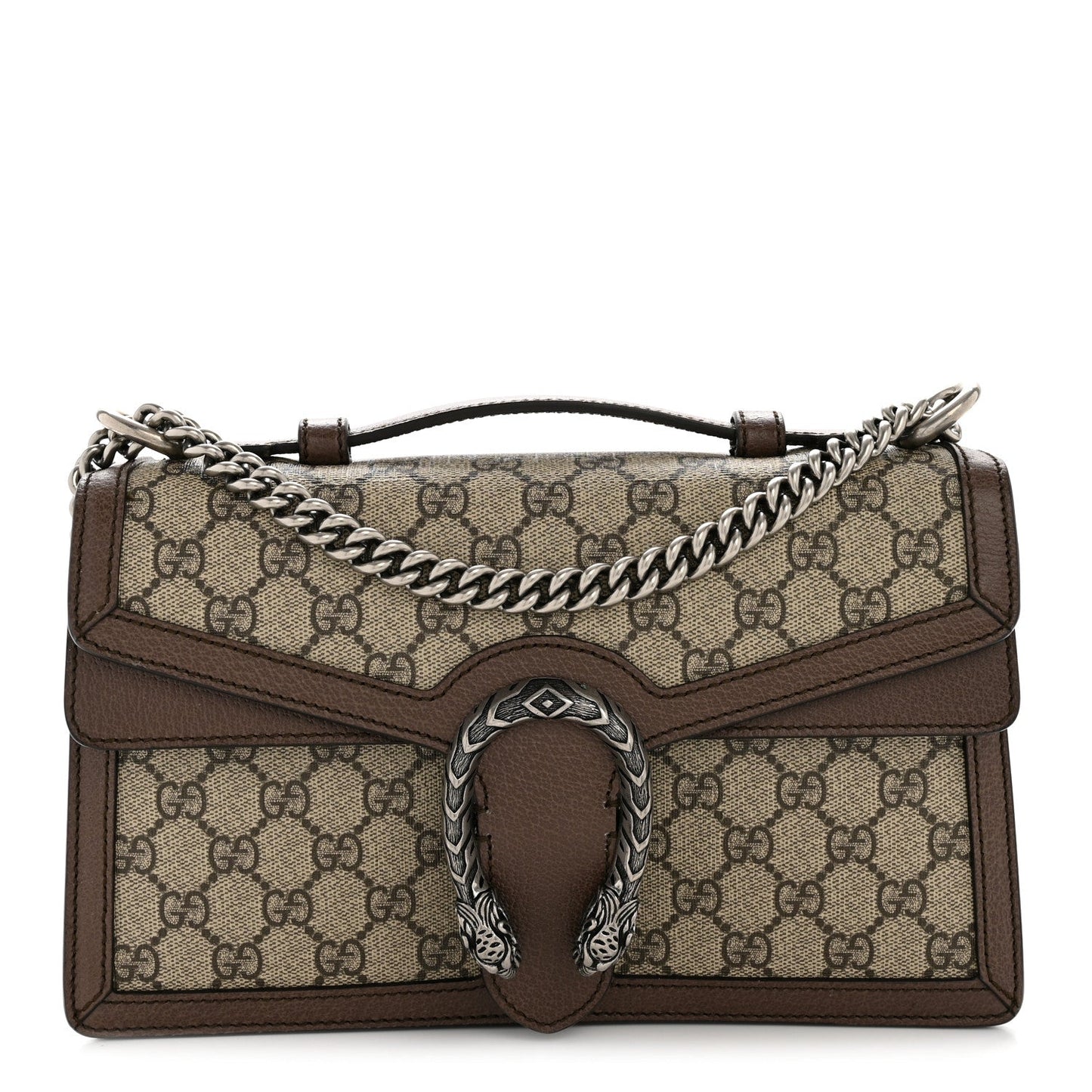 GG Supreme Monogram Textured Dollar Calfskin Top Handle Dionysus Shoulder Bag Beige Ebony New Acero