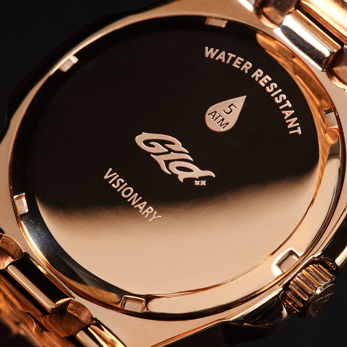 39MM Visionary Fully Iced Case & Chocolate Dial Watch - Rose Gold