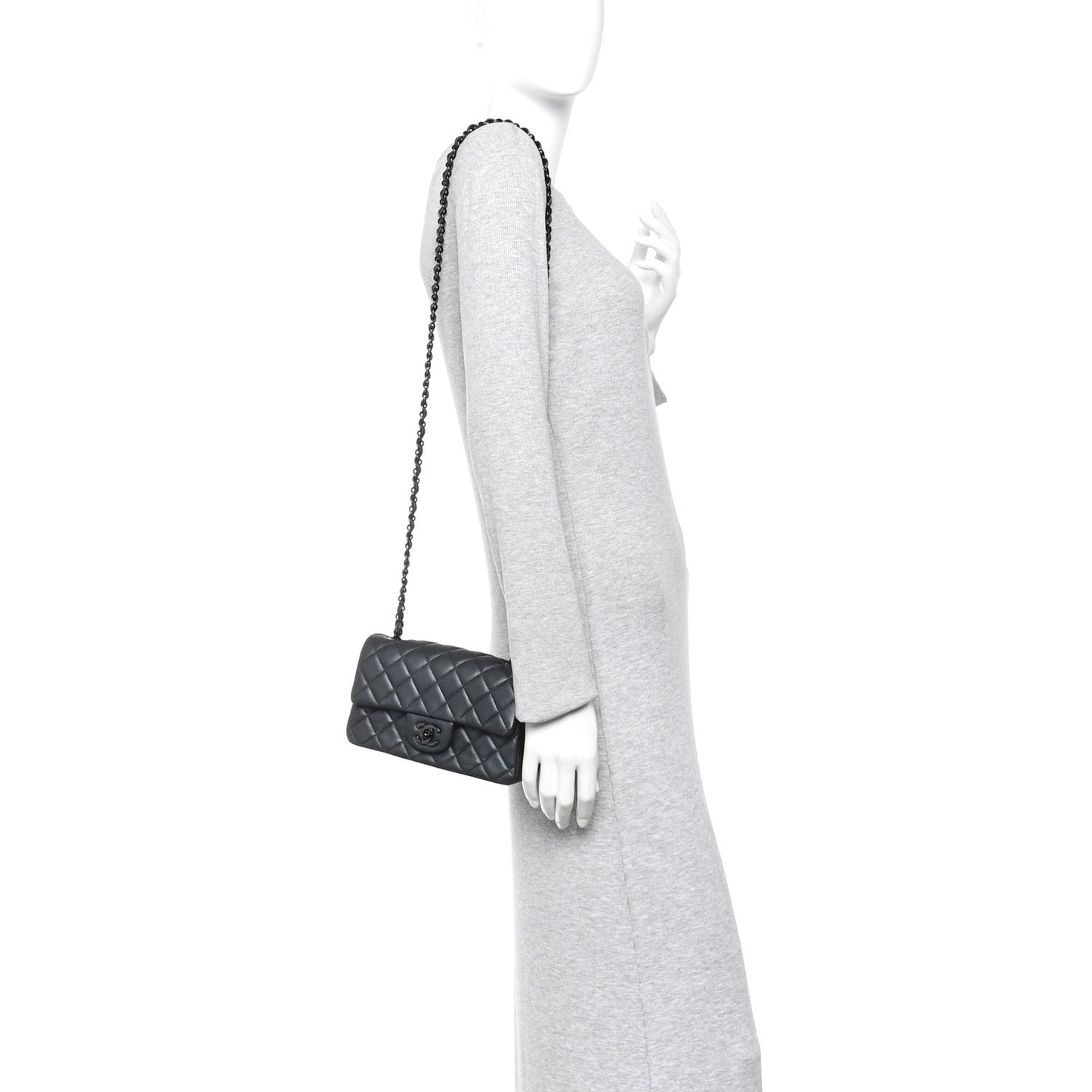 Lambskin Quilted Mini Rectangular Flap So Black