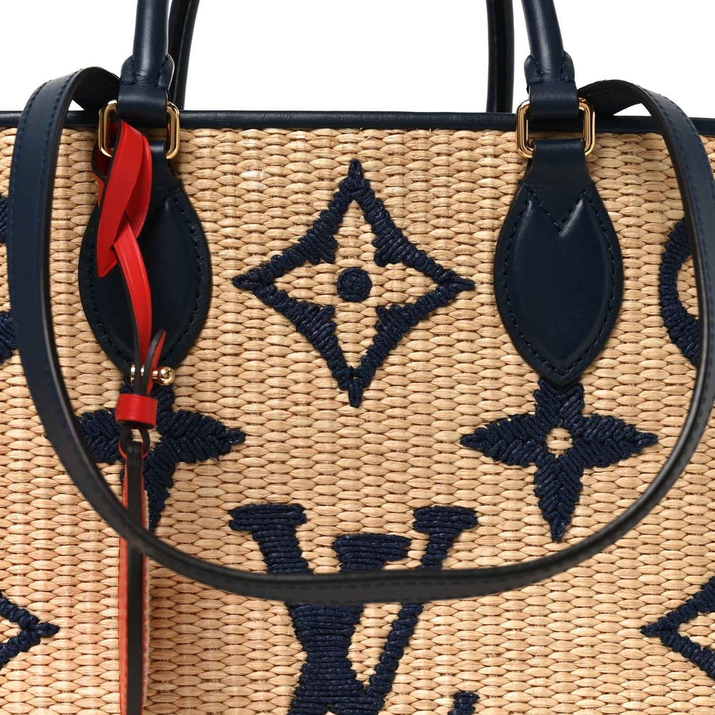 Raffia Calfskin Monogram Giant Onthego MM Blue