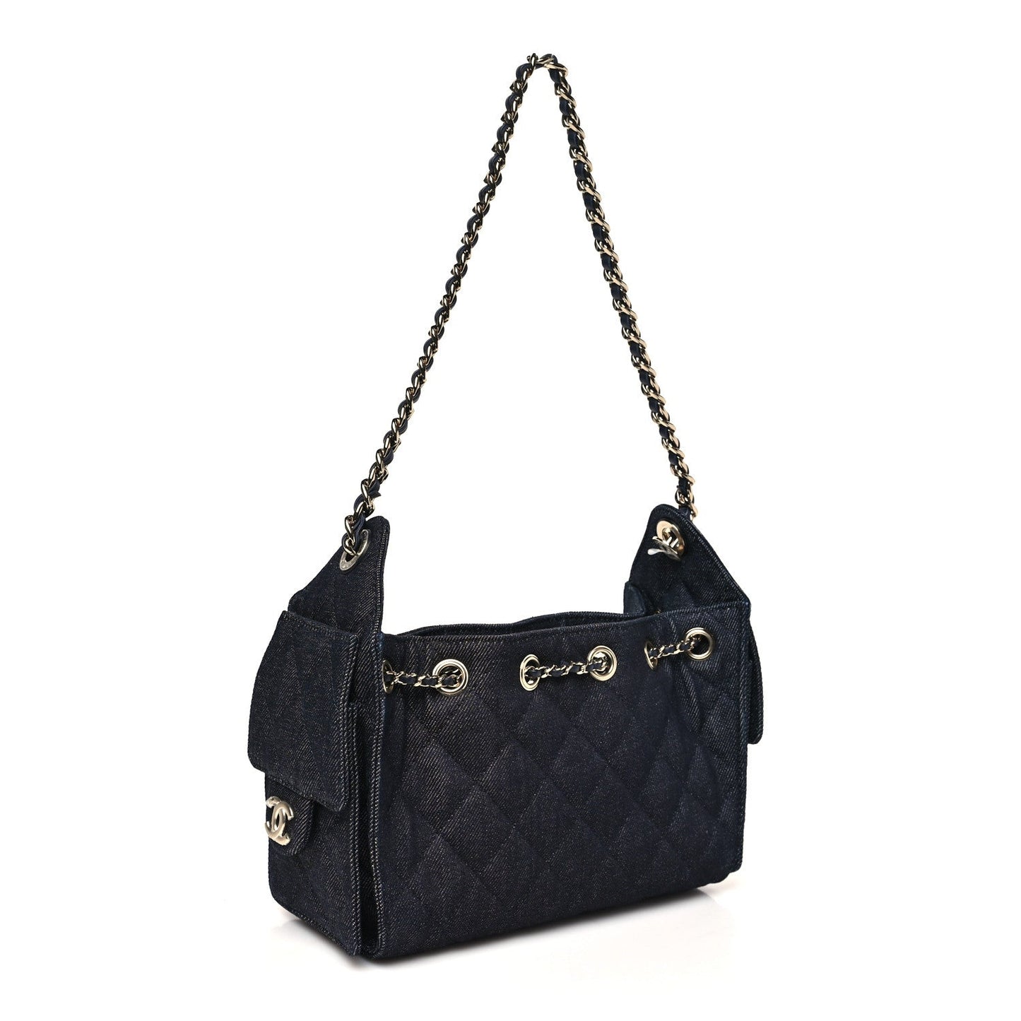 Denim Quilted Mini Chanel 25 Handbag Dark Blue