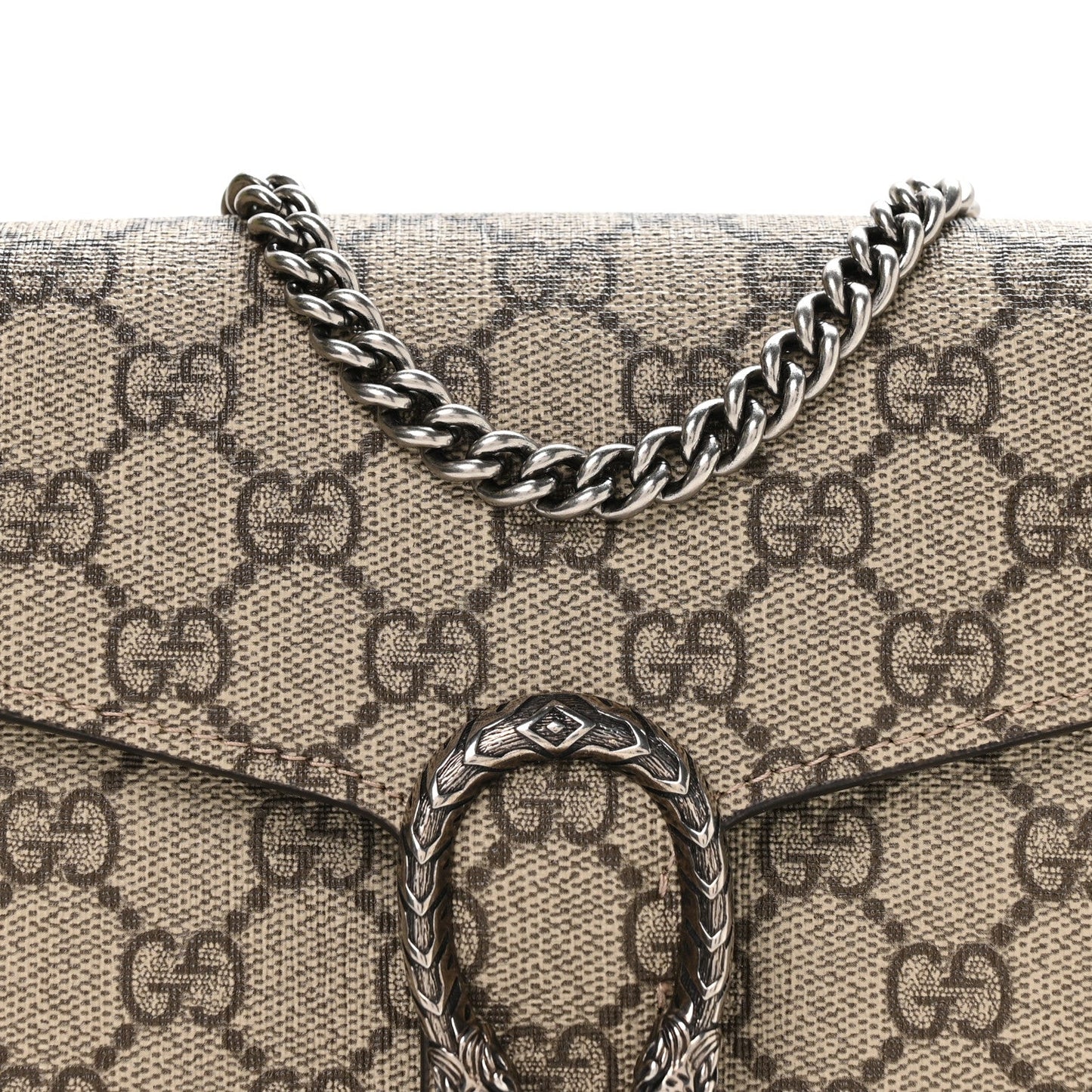 GG Supreme Monogram Mini Dionysus Chain Wallet Beige Taupe