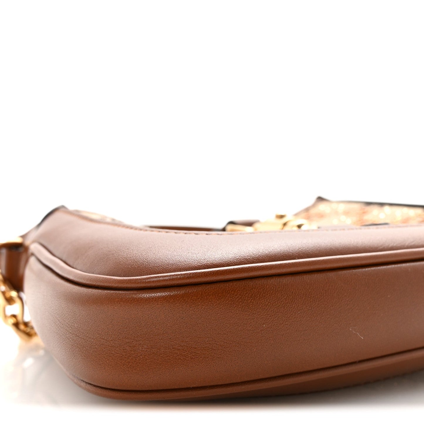 New Canvas Charisma Calfskin Crystal GG Monogram Mini Jackie 1961 Hobo Camel Ebony