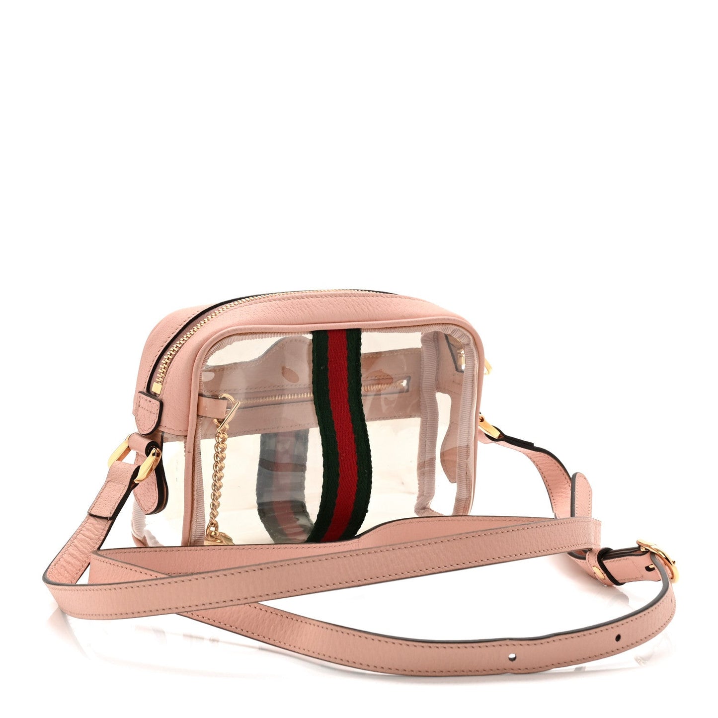 Vinyl Web Mini Ophidia Transparent Shoulder Bag Perfect Pink