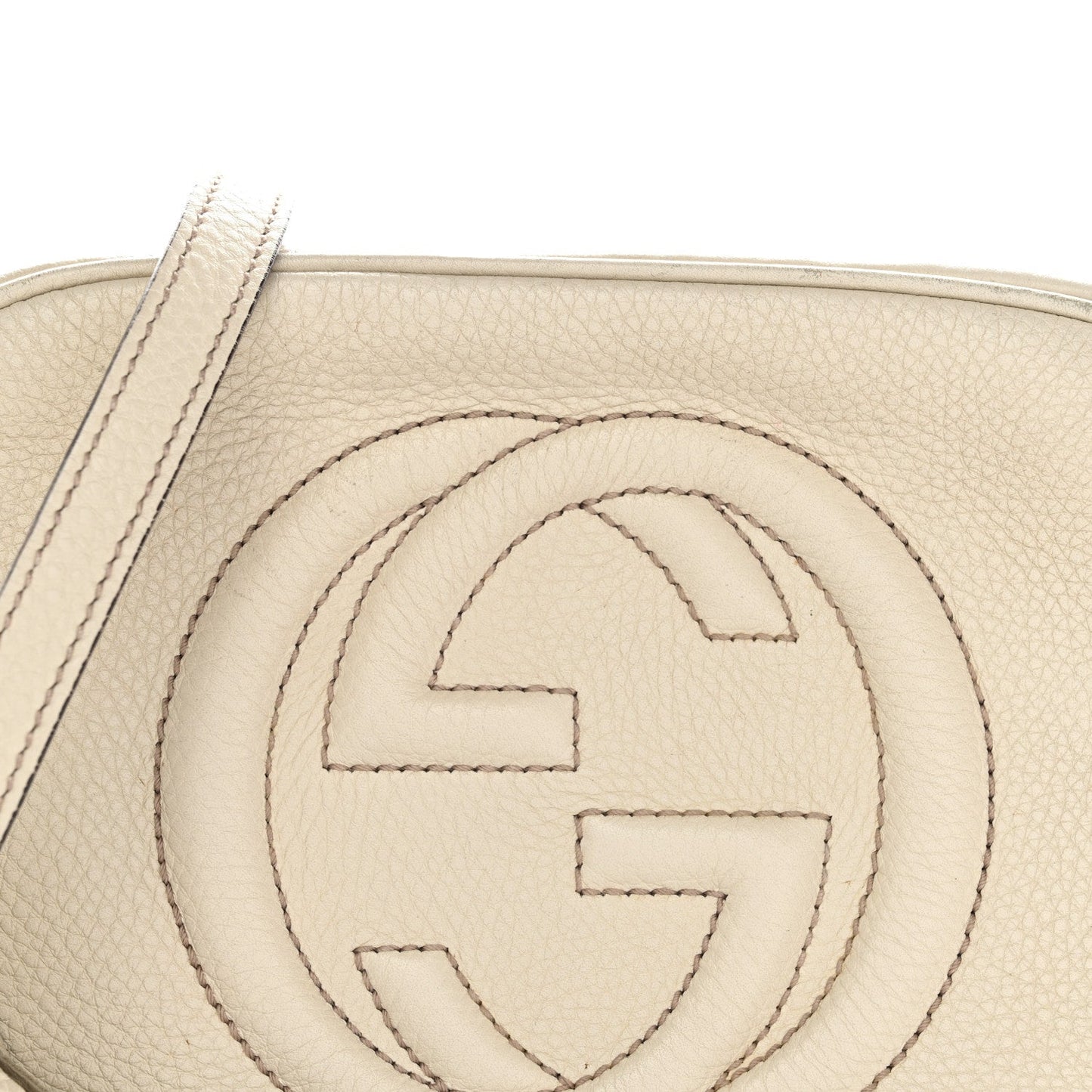 Pebbled Calfskin Small Soho Disco Bag Off White