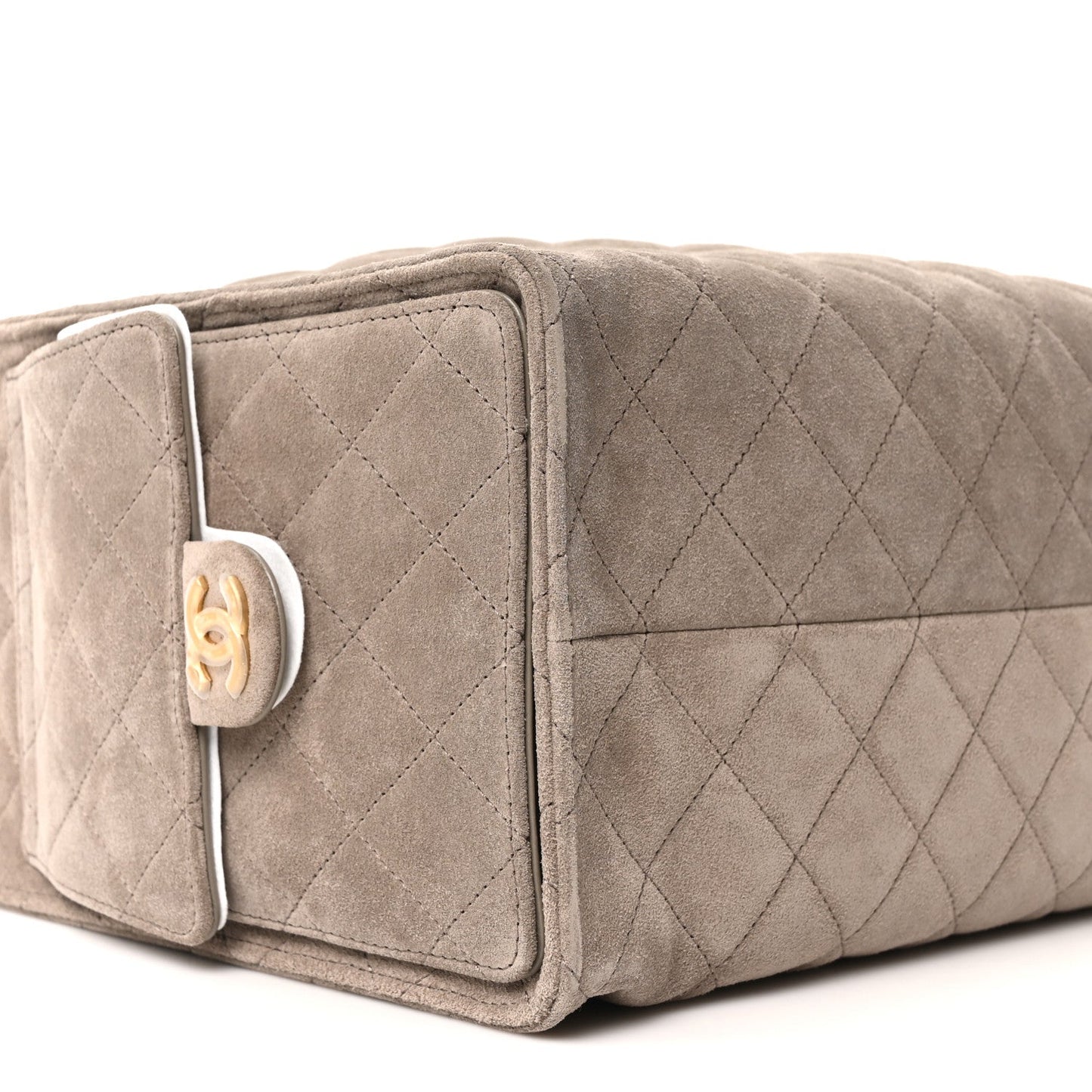 Suede Quilted Medium Chanel 25 Handbag Dark Grey
