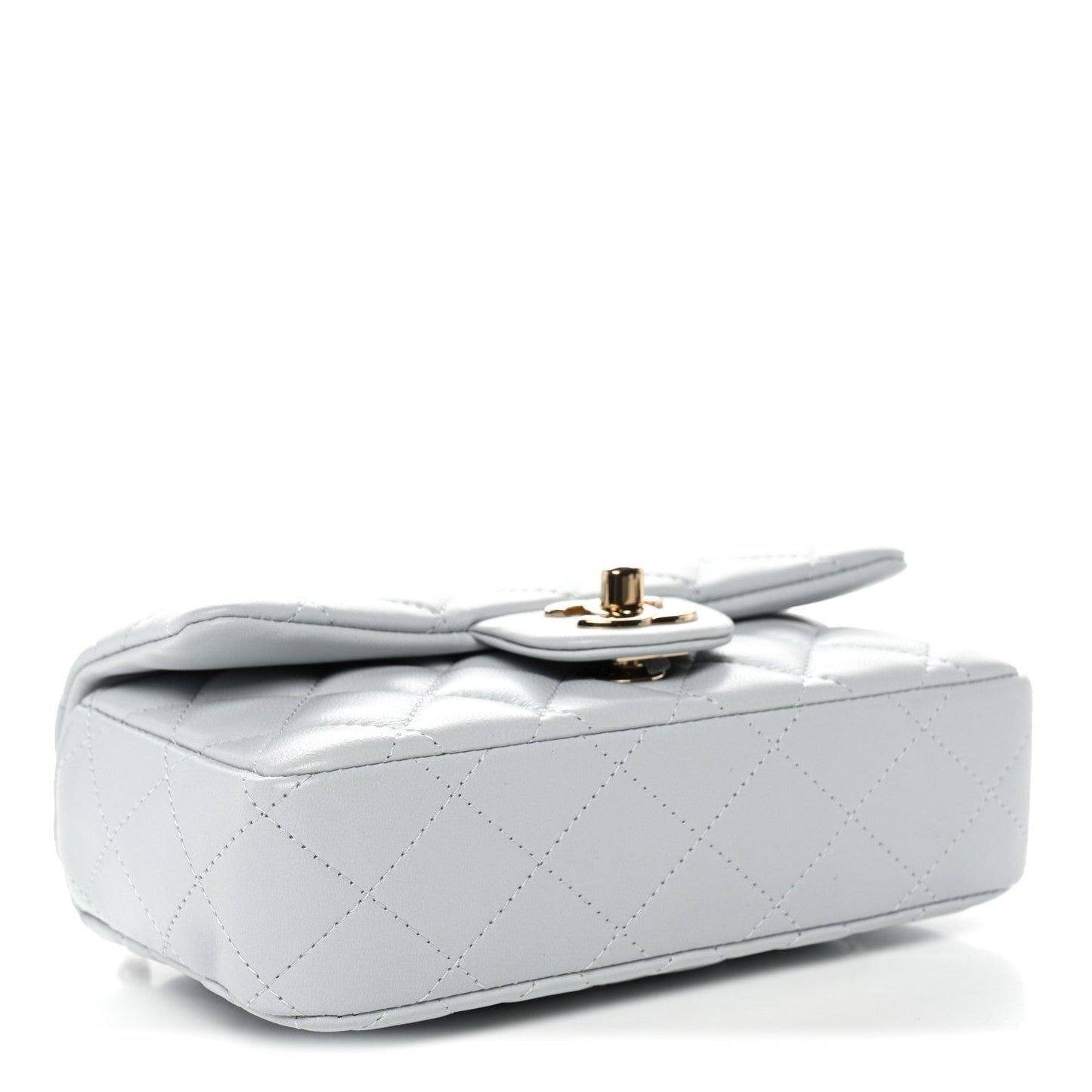 Lambskin Quilted Extra Mini Rectangular Flap Light Blue