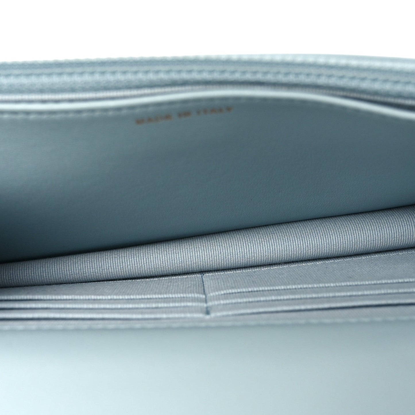Lambskin Quilted Trendy CC Wallet On Chain WOC Light Blue
