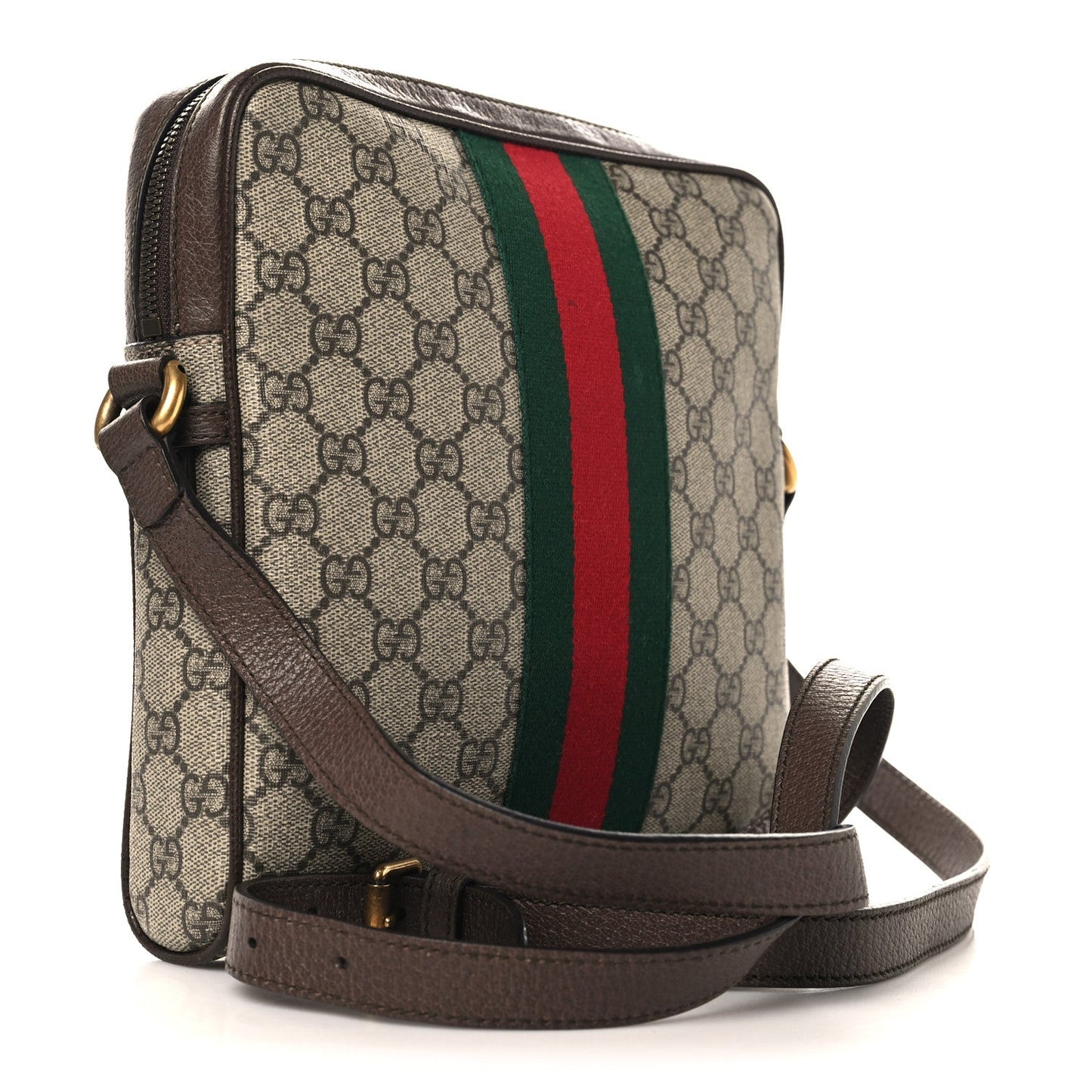 GG Supreme Monogram Web Small Ophidia Messenger Bag Brown