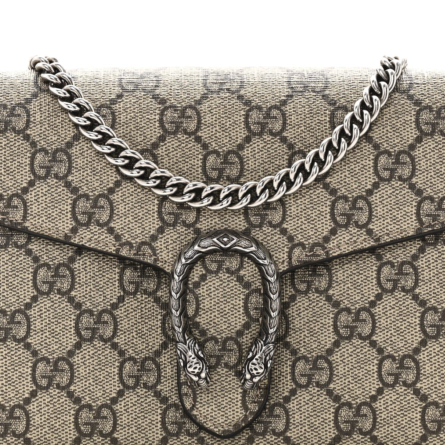 GG Supreme Monogram Mini Dionysus Chain Wallet Beige Taupe