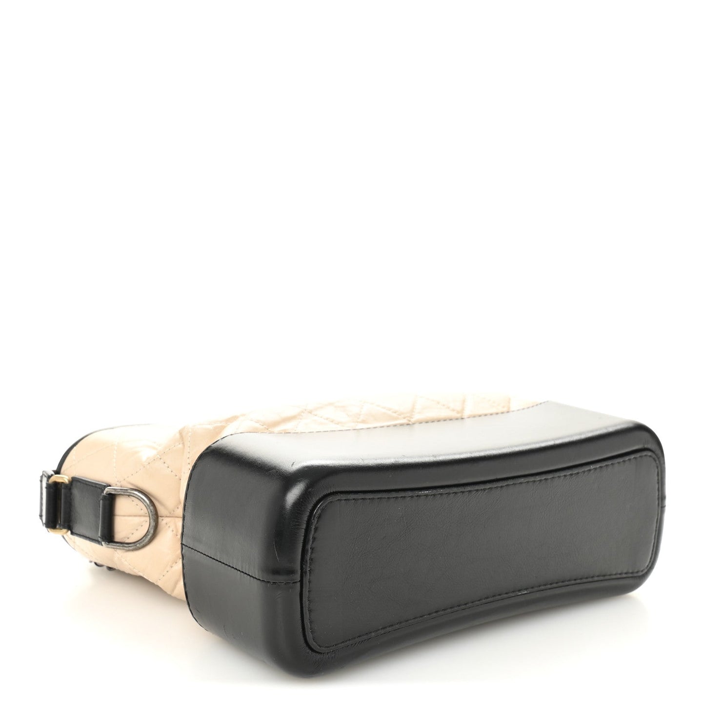 Aged Calfskin Quilted Medium Gabrielle Hobo Beige Black