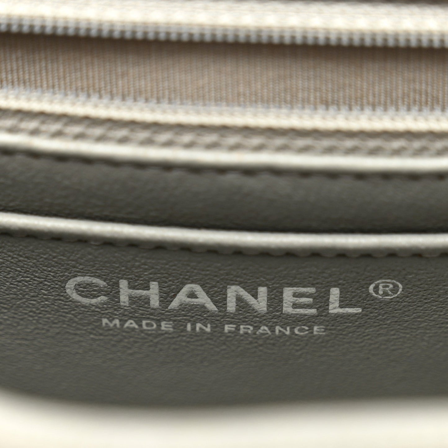 Caviar Quilted Mini Rectangular Flap Light Grey