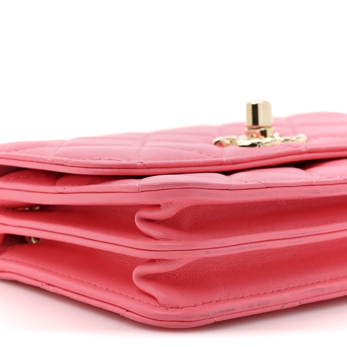 Lambskin Quilted Mini Trendy CC Wallet On Chain WOC Pink