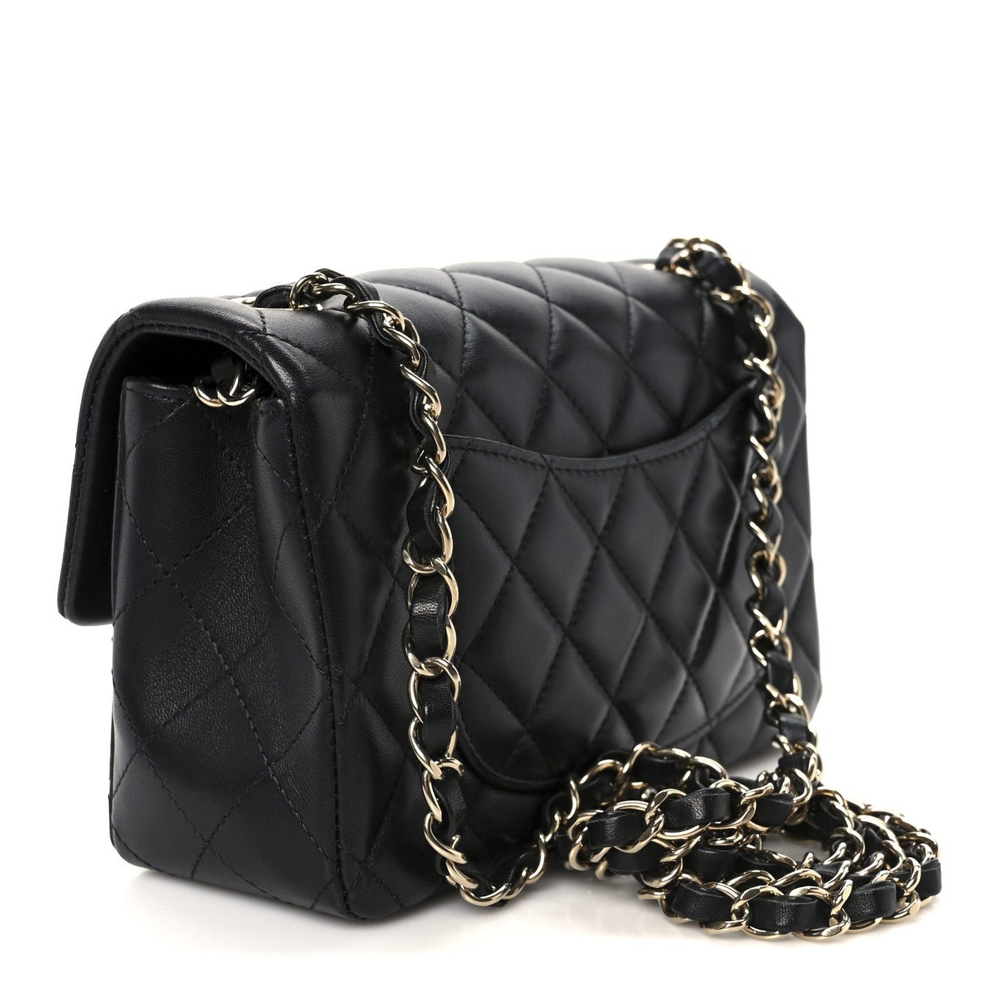Lambskin Quilted Mini Rectangular Flap Black
