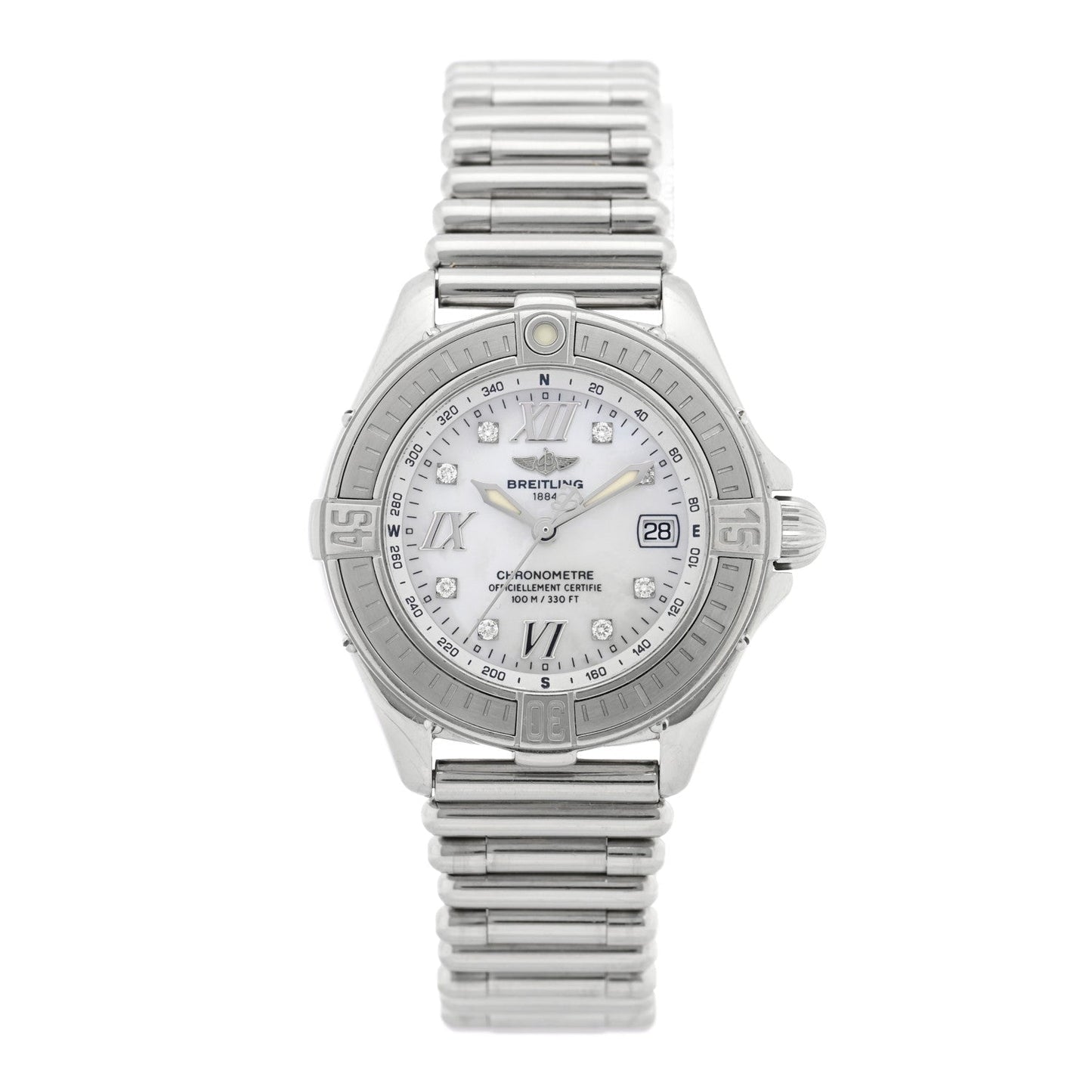 Stainless Steel Diamond Mother of Pearl 32mm Lady Cockpit Quartz Watch A71365