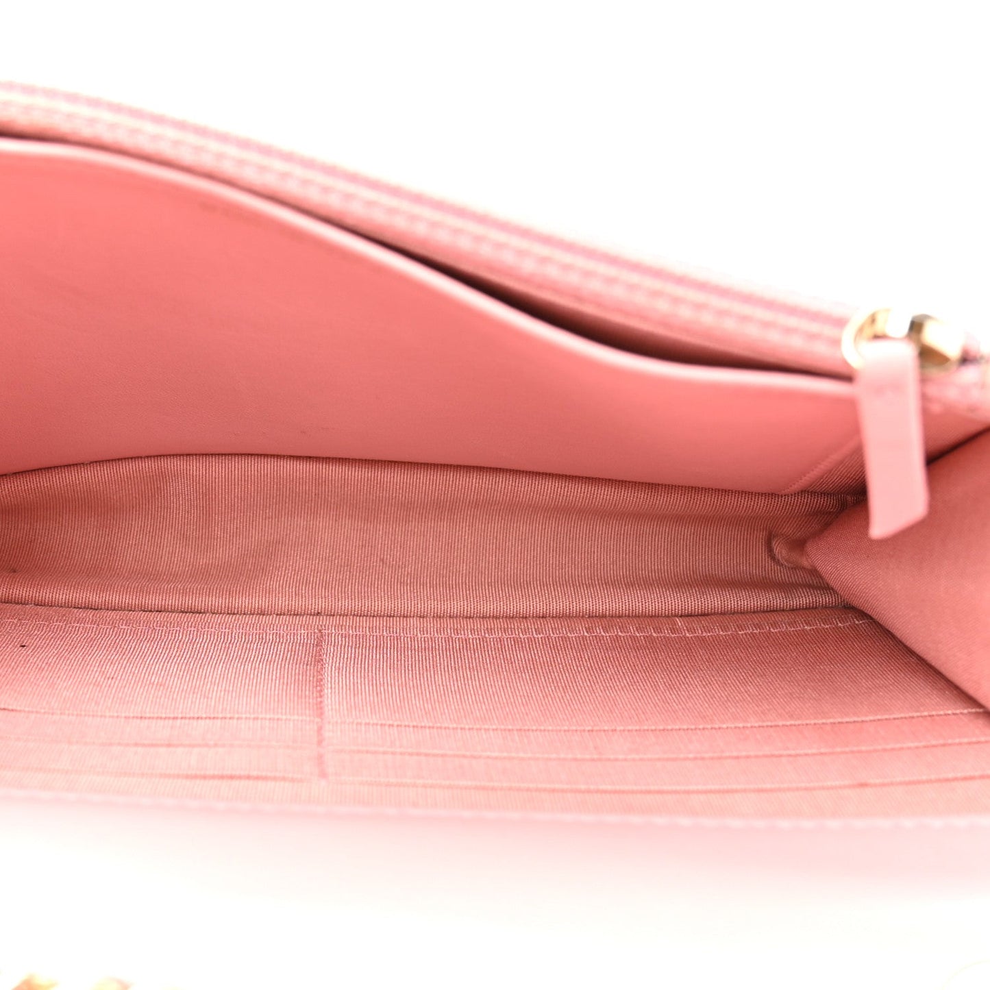 Lambskin Chevron Quilted Trendy CC Wallet On Chain WOC Pink