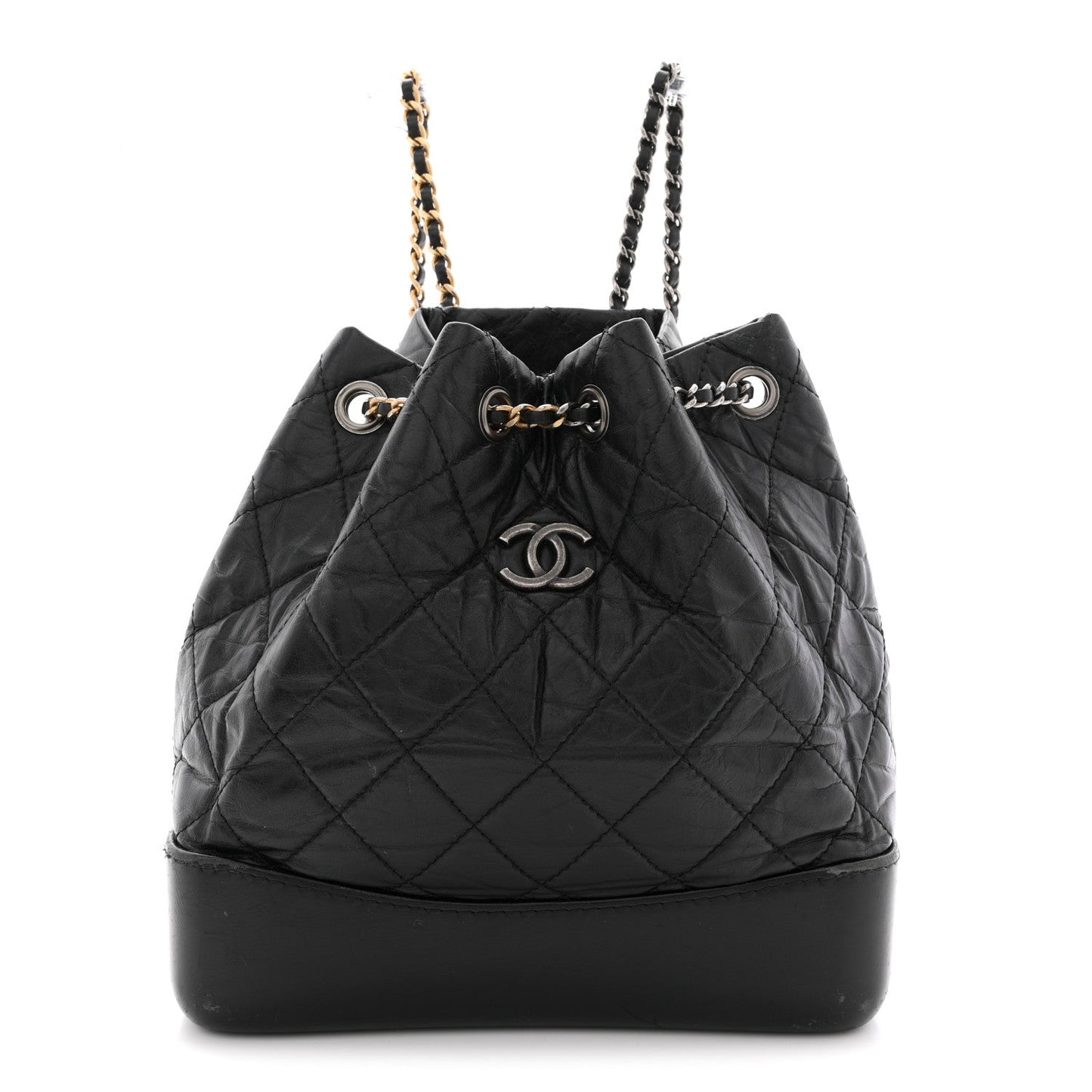 Aged Calfskin Quilted Small Gabrielle Backpack Black