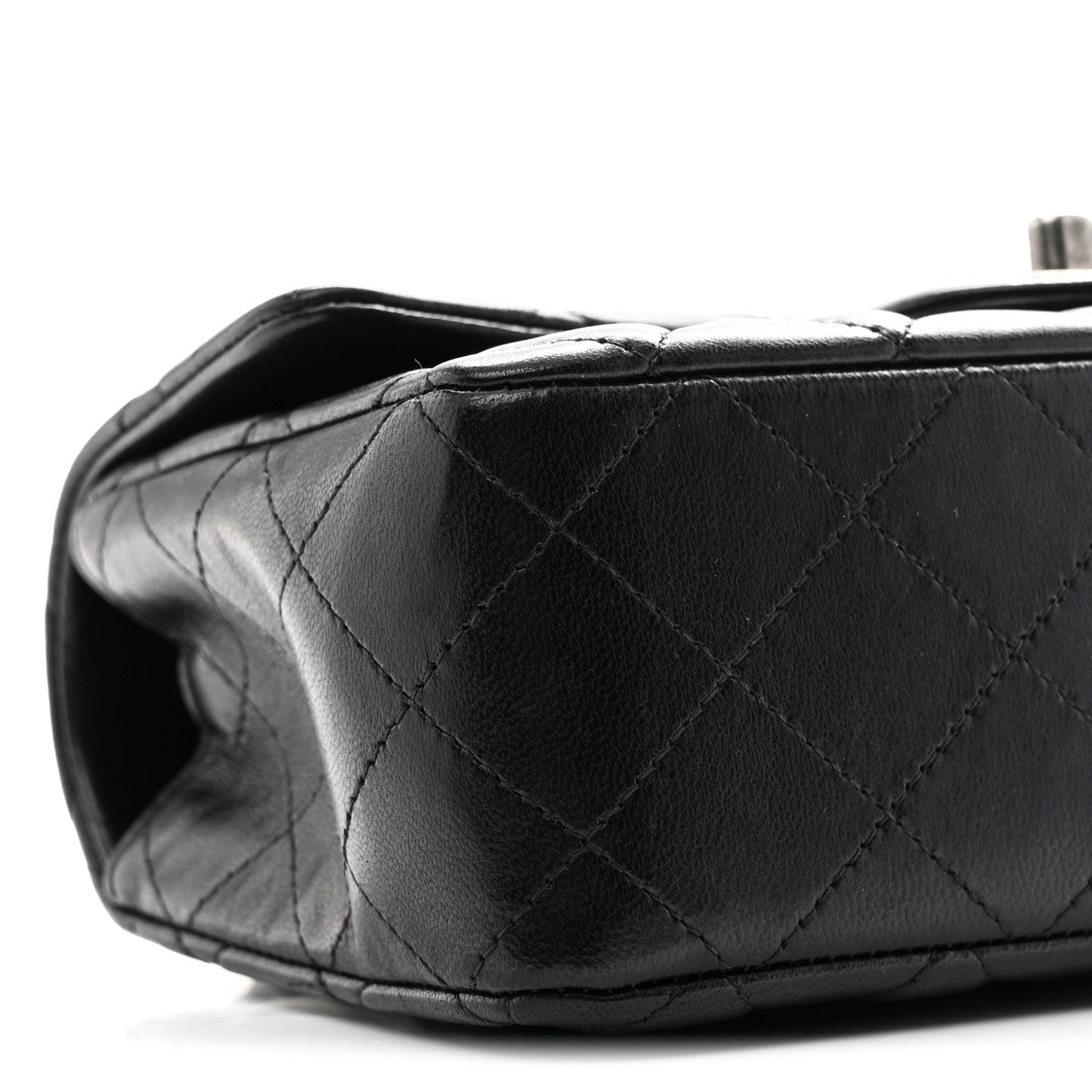 Lambskin Quilted Mini Rectangular Flap Black
