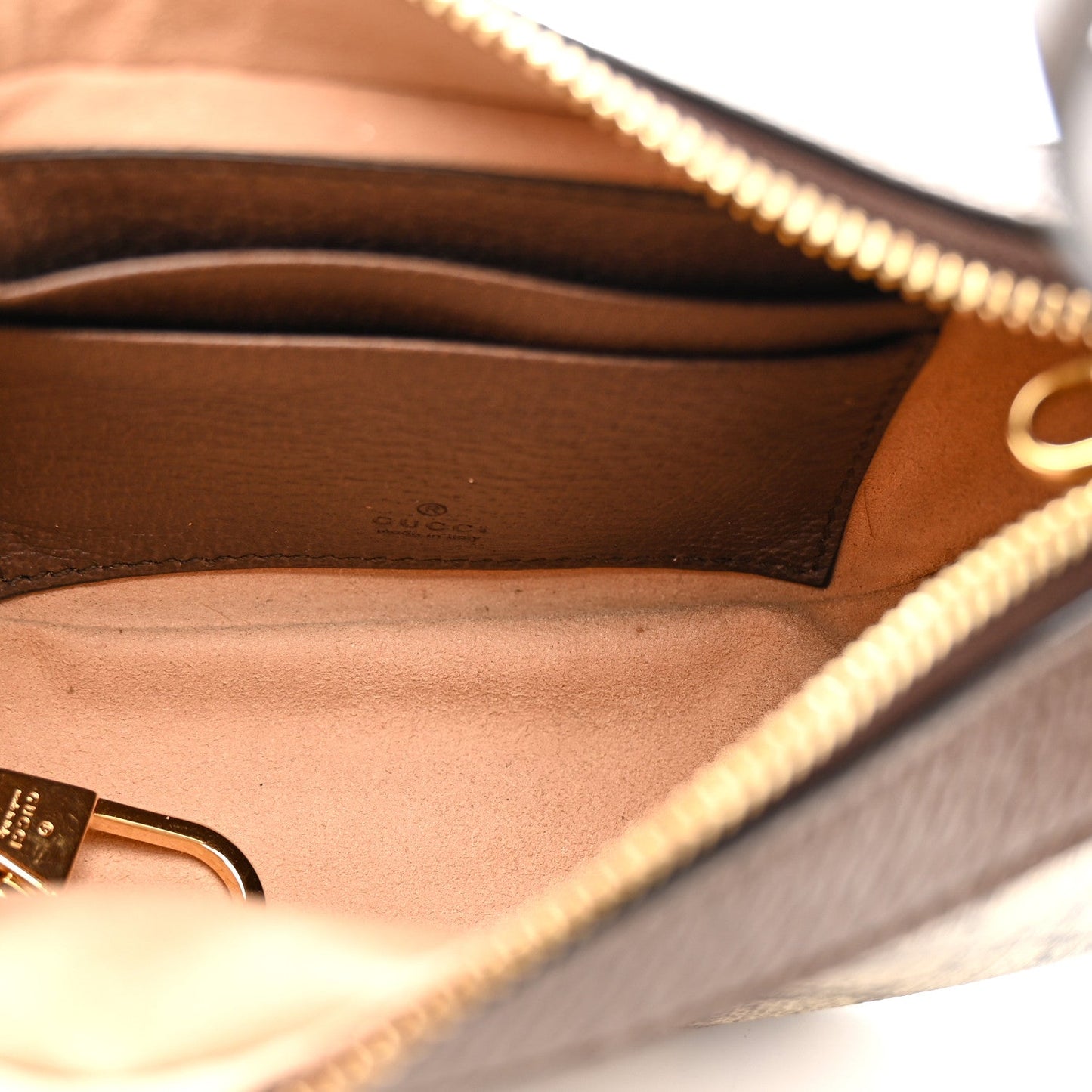GG Supreme Monogram Textured Calfskin Web Mini Ophidia Half Moon Hobo Beige Ebony New Acero